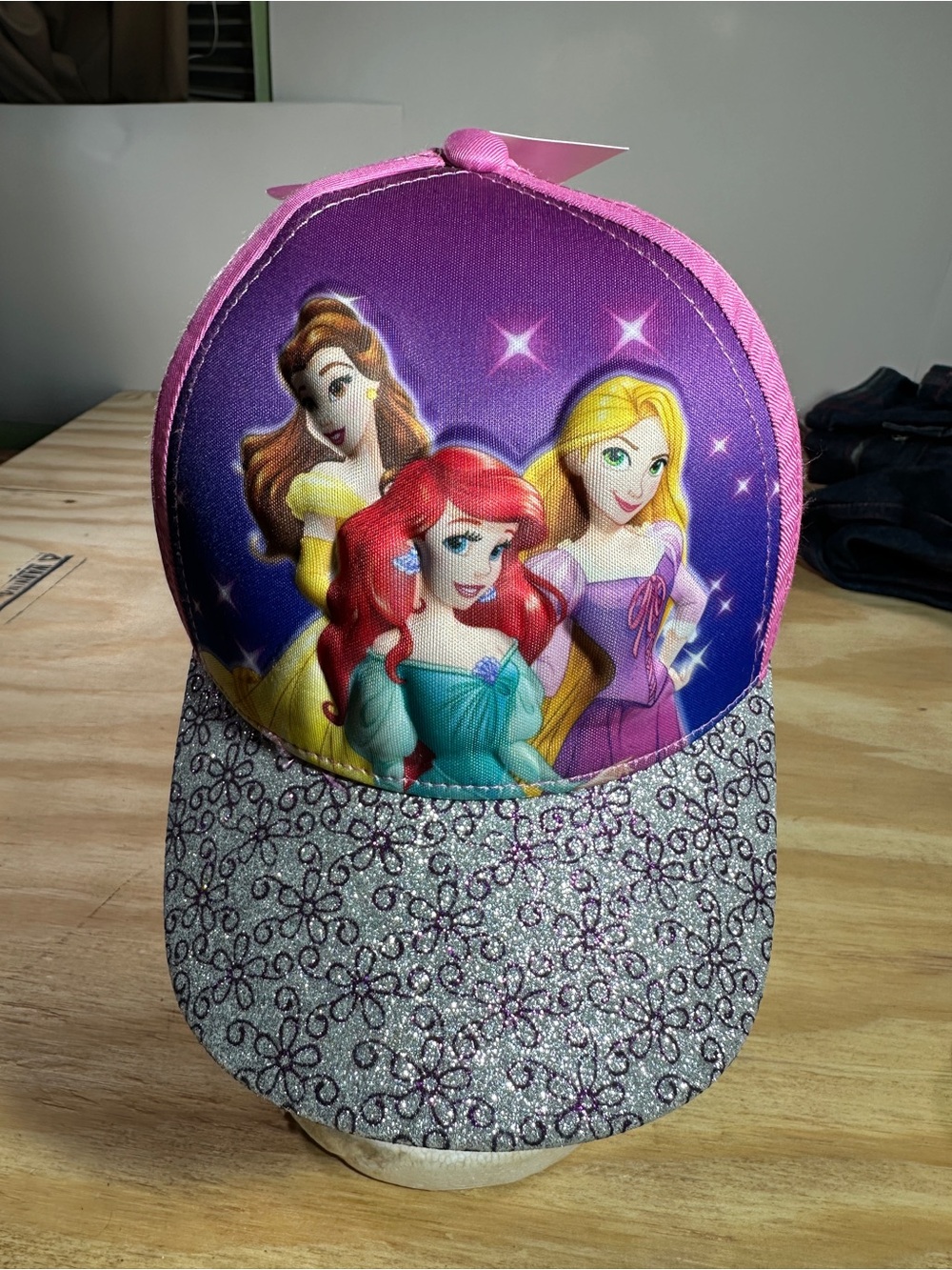 Disney Purple Princess Glitter Cap with Ariel, Belle & Rapunzel